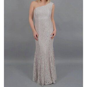 R&M Richards One-Shoulder Lace Evening Mermaid Sparkly Gown Formal Dress Size 16